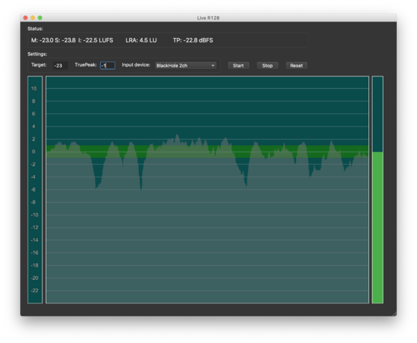 Live EBU R128 meter